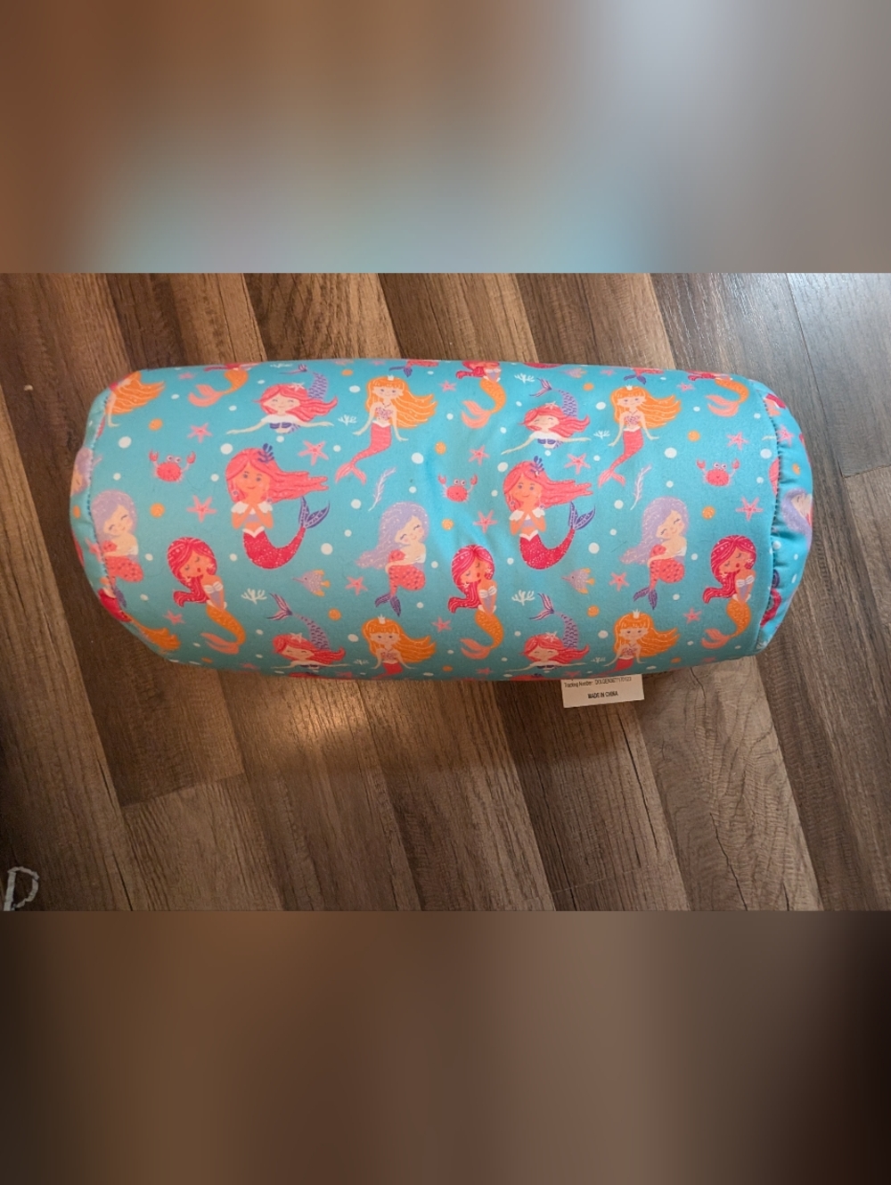 Comfort Bay Kids Mermaid Bolster Pillow in Aqua with Pink and Orange Accents